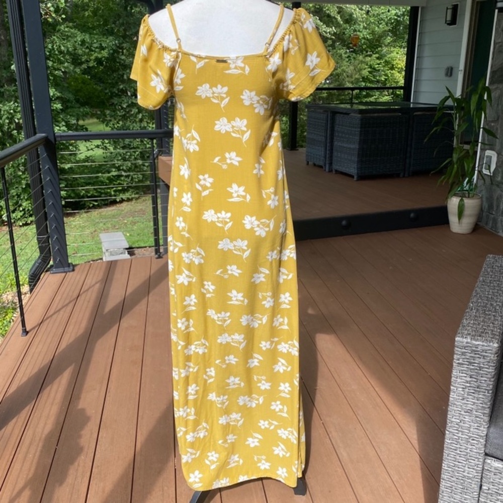 💛Billabong ’Sincerely Jules’ sway Floral, Rich Yellow Off-Shoulder Dress. XS 💛 - Picture 8 of 11